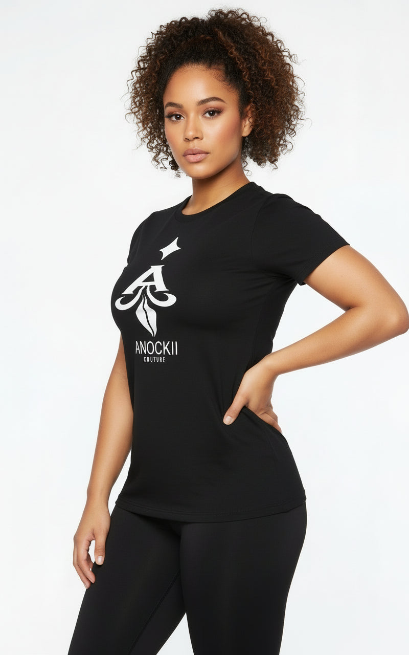 Anockii Couture Womens Black fitted Alpha tee