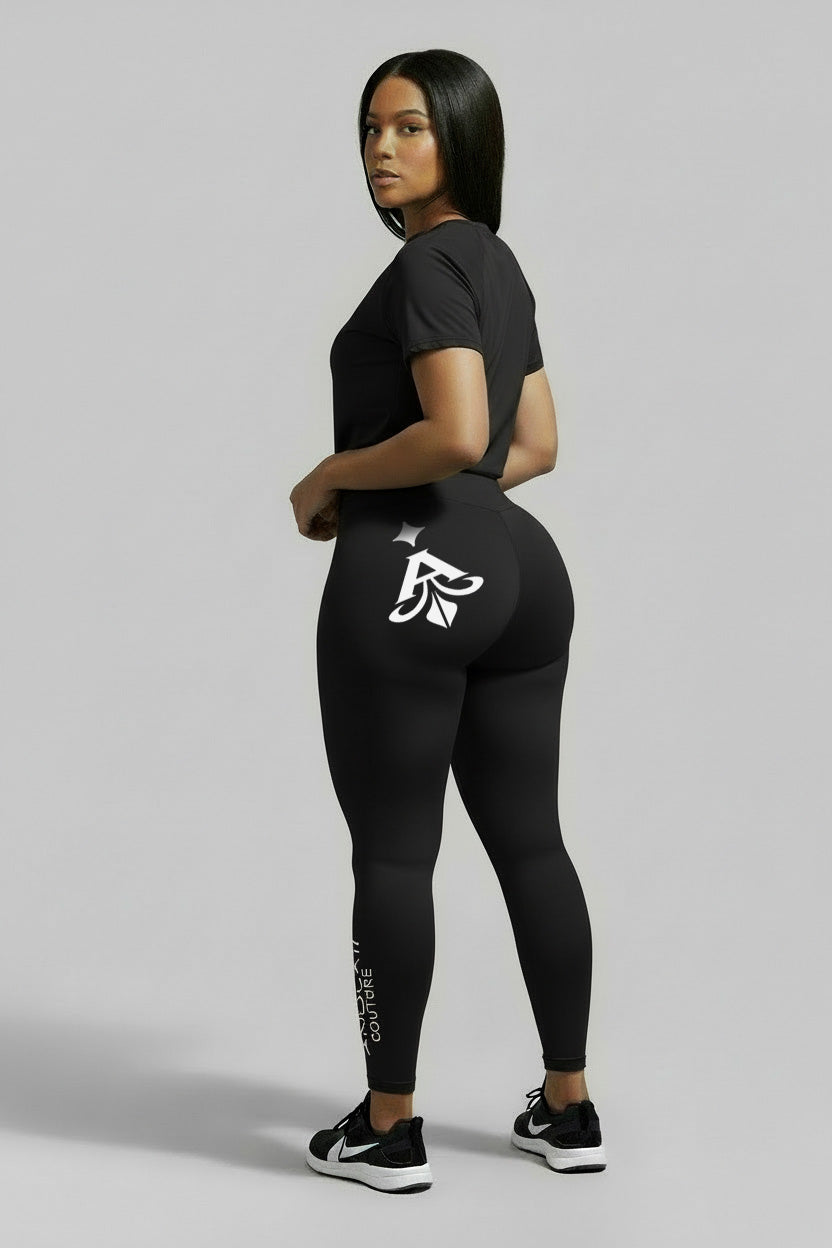Anockii Couture Black Alpha Logo Leggings
