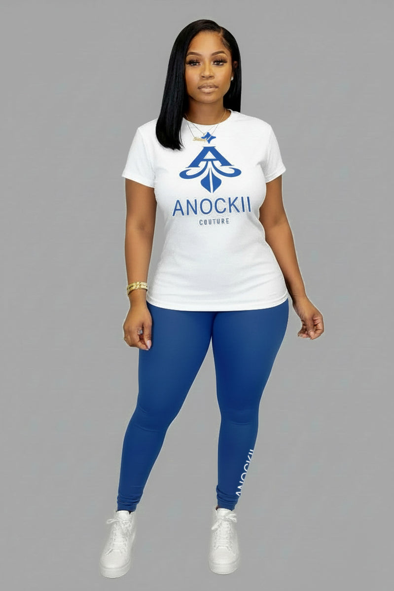 Anockii Couture White and Royal Alpha Fitted Tee