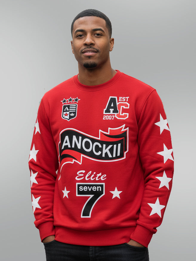 Anockii Elite Stars Red Crewneck Sweatshirt