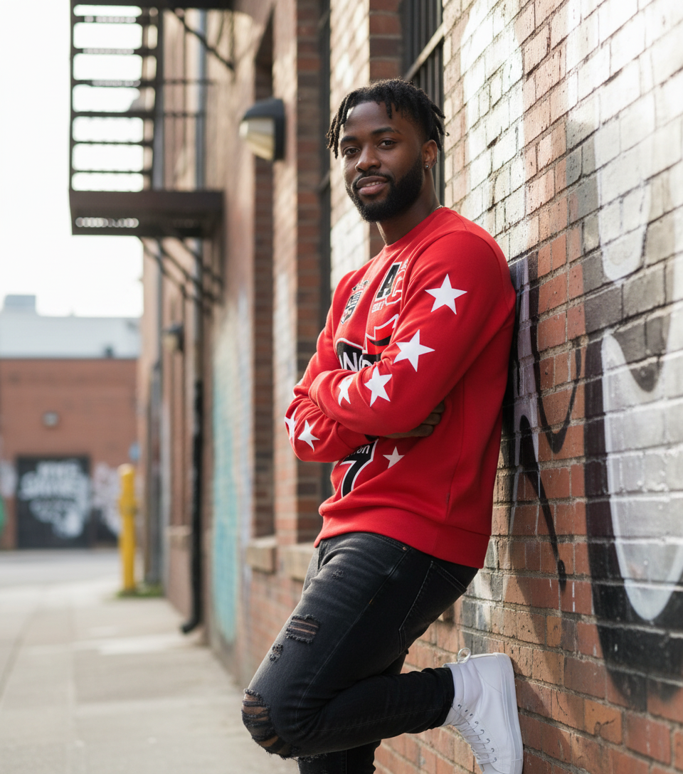 Anockii Elite Stars Red Crewneck Sweatshirt