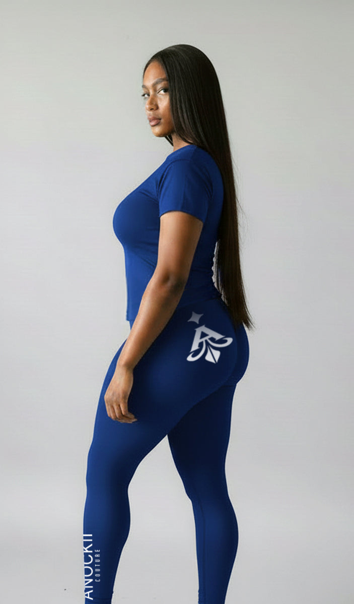 Anockii Couture Royal Blue Alpha Logo Leggings