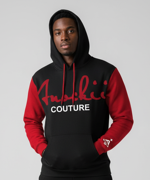 Anockii Couture 2-Toned Black and Red Signature Hoodie